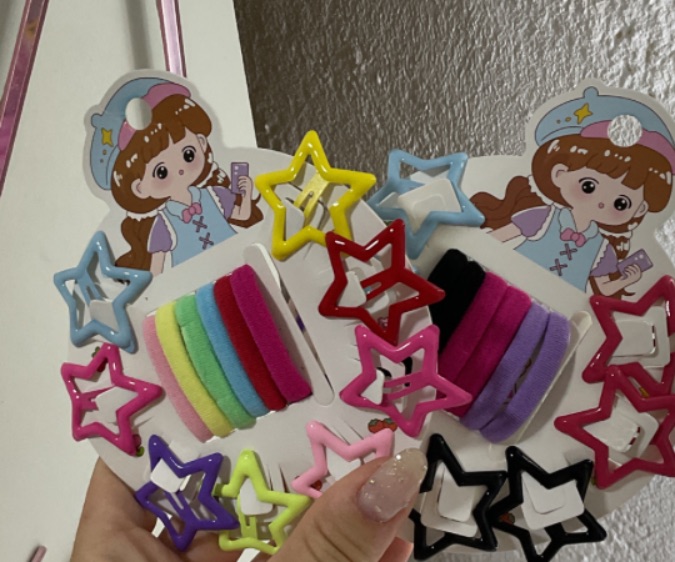 Kit de Elásticos de Cabelo Coloridos com Presilhas de Estrela