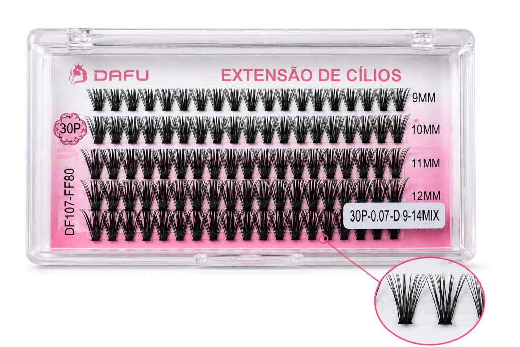 Extensão de Cílios Dafu 30P 9-14MM Mix