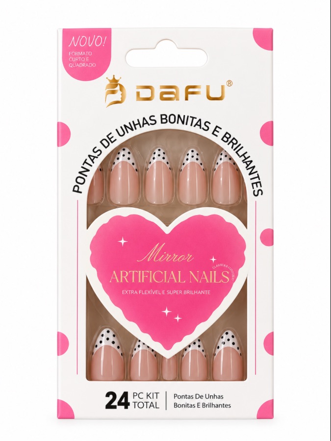 Kit de Unhas Artificiais DAFU Mirror 24 Peças