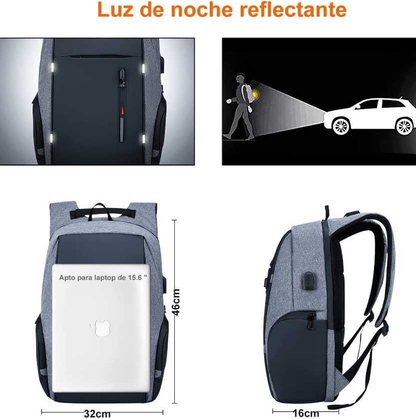 Mochila Backpack Morada/Verde Lap 15.6 impermeable