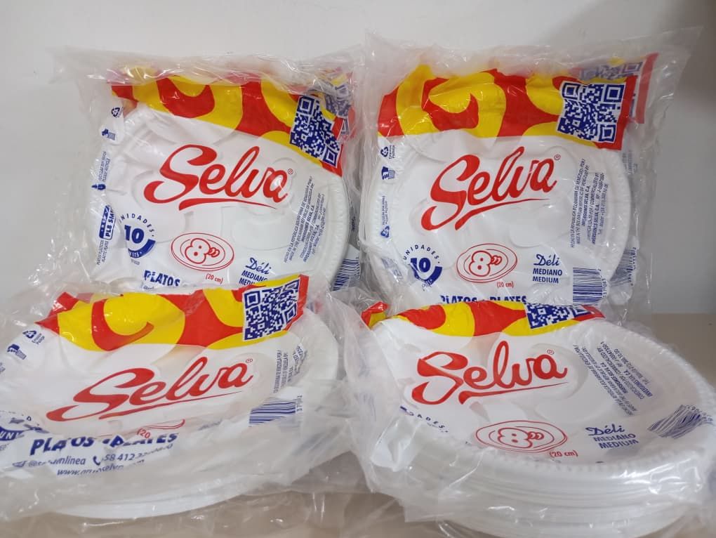 SELVA // Plato 8" (20cm) desechables Redondos REF 800000 codigodebarras 097537063332 (bulto de 50 empaques total 500 platos) precio por empaque de 10unid SELVA