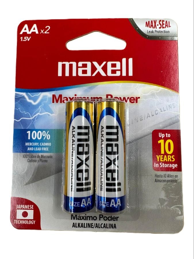 MAXELL // PILAS ALCALINAS AA blister de 2 unidades REF 961731 codigodebarras 025215961731 (caja de 12 blisters de 2pilas cu) (precio por blister de 2pilas)