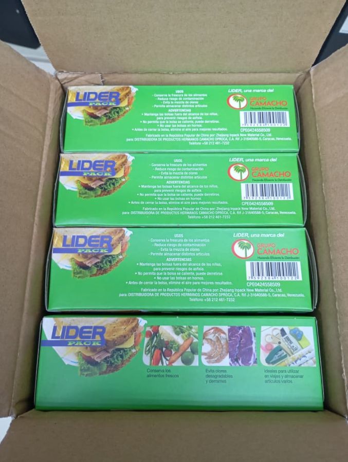 LIDER PACK // BOLSAS PEQUENAS CON DOBLE CIERRE 16,5 X 15,2 CM REF 0122 BARRAS 7592384100122 (bulto de 24cajitas) precio por cajita de 50unid