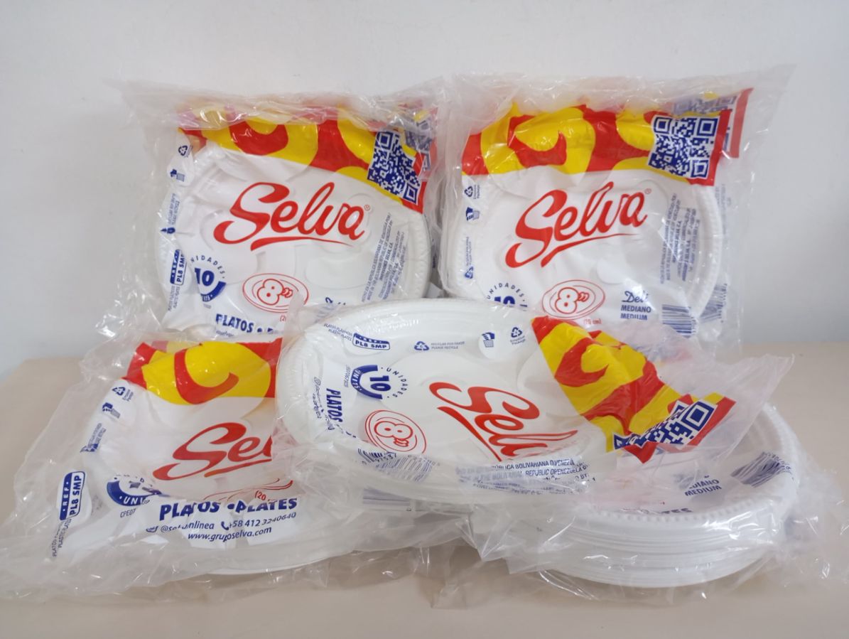 SELVA // Plato 8" (20cm) desechables Redondos REF 800000 codigodebarras 097537063332 (bulto de 50 empaques total 500 platos) precio por empaque de 10unid SELVA