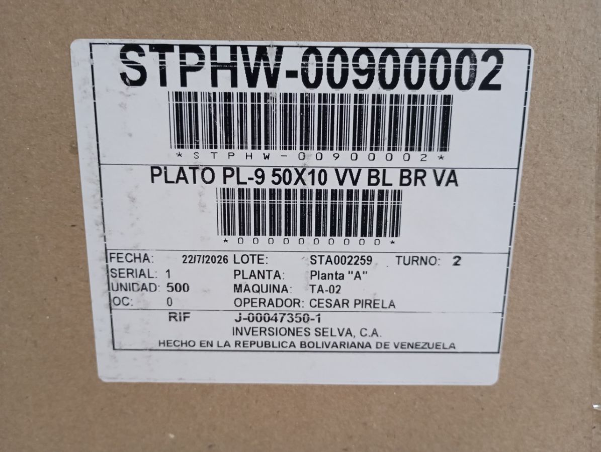 SELVA // Plato 9" (23cm) desechables Redondos REF 900002 codigodebarras 097537063356 (bulto de 50 empaques total 500 platos) precio por empaque de 10unid SELVA