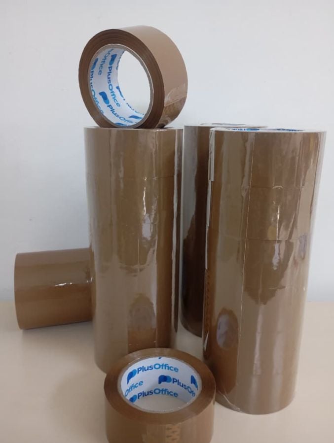 CINTA DE EMBALAJE 90mts x 48mm MARRON REF 725 (caja de 36 unid) precio por unidad PLUSOFFICE