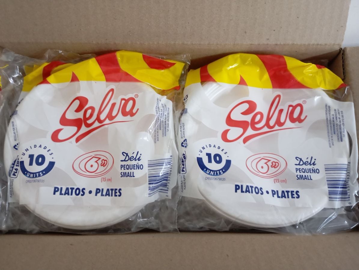 SELVA // Plato 6" (15cm) desechables Redondos REF 600010 codigodebarras 097537063318 (bulto de 50 empaques total 500 platos) precio por empaque de 10unid SELVA