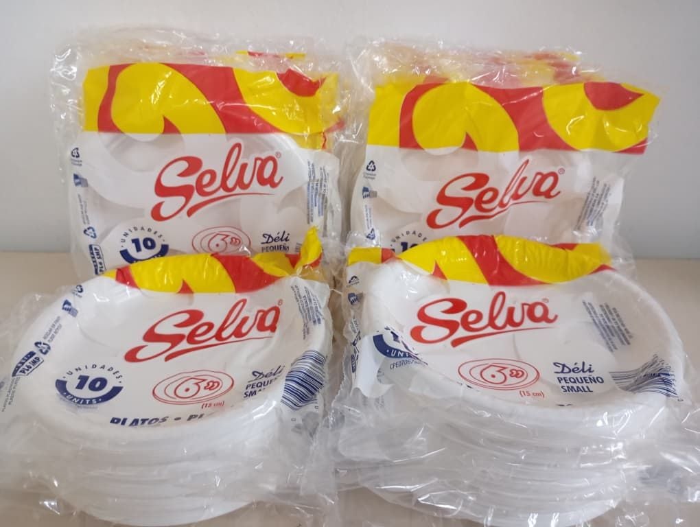SELVA // Plato 6" (15cm) desechables Redondos REF 600010 codigodebarras 097537063318 (bulto de 50 empaques total 500 platos) precio por empaque de 10unid SELVA