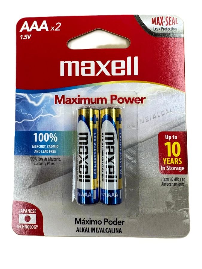 MAXELL // PILAS ALCALINAS AAA blister de 2 unidades REF 961724 codigodebarras 025215961724 (caja de 12 blisters de 2pilas cu) (precio por blister de 2pilas)
