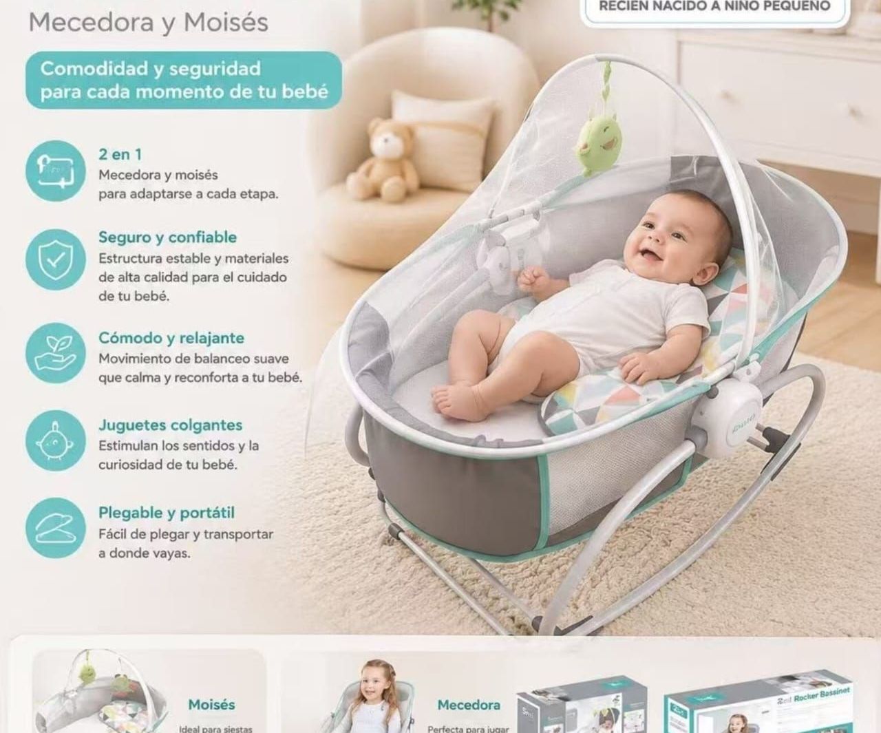 2 en 1 Moisés y silla mecedora