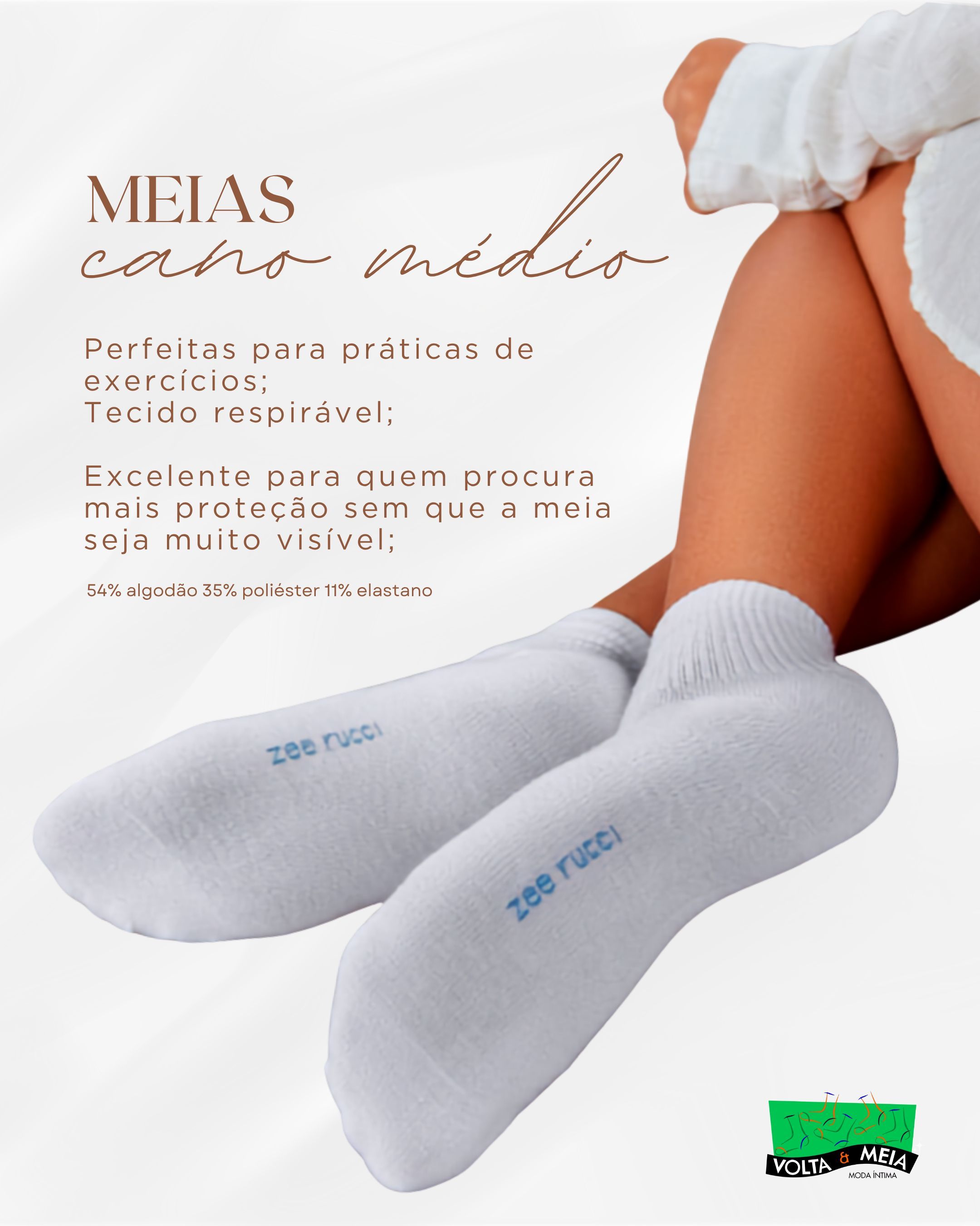 Meia cano médio branca