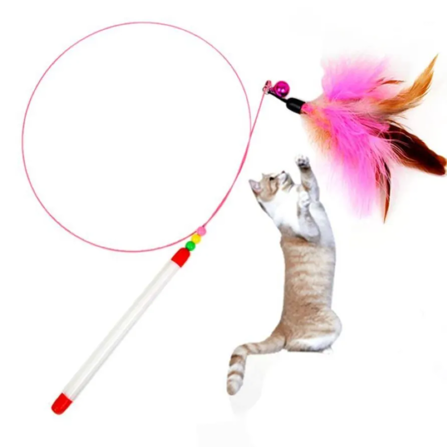 Cat Teaser Wand with Bell & Feather Toy