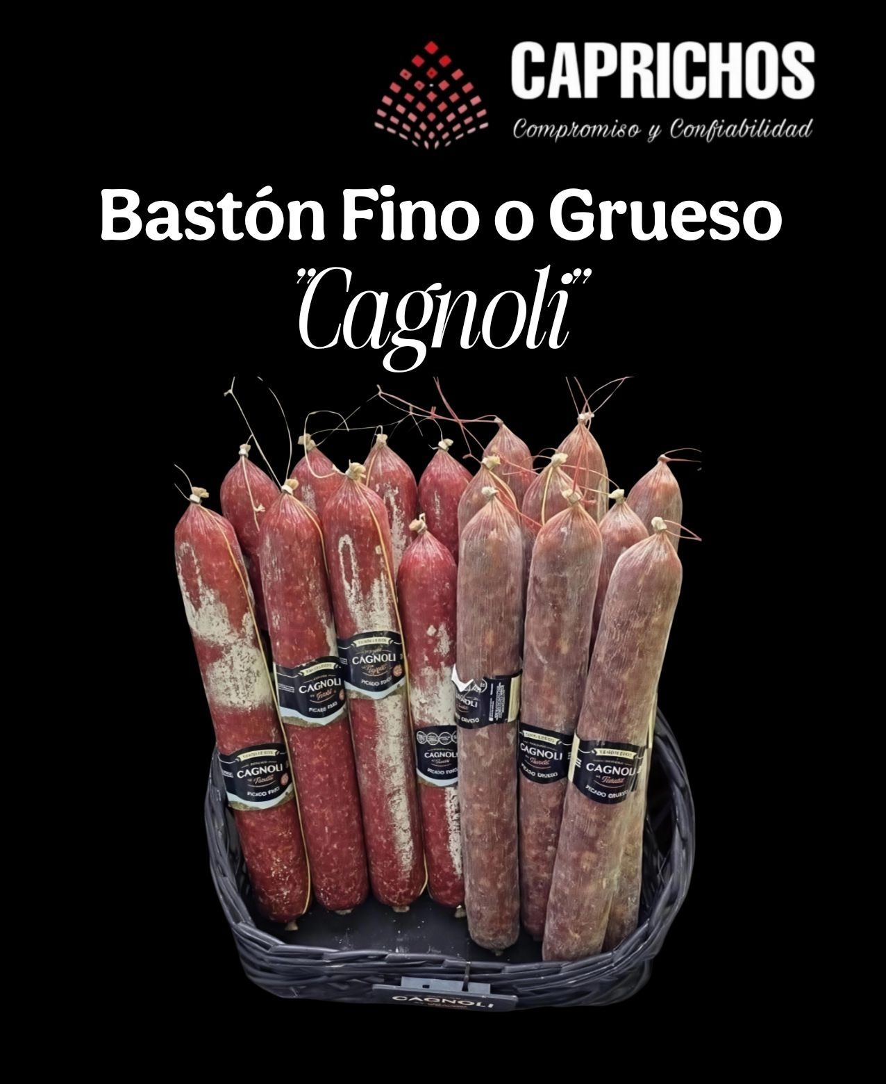 Longaniza Bastón Fino/Grueso Cagnoli (×3 unid)