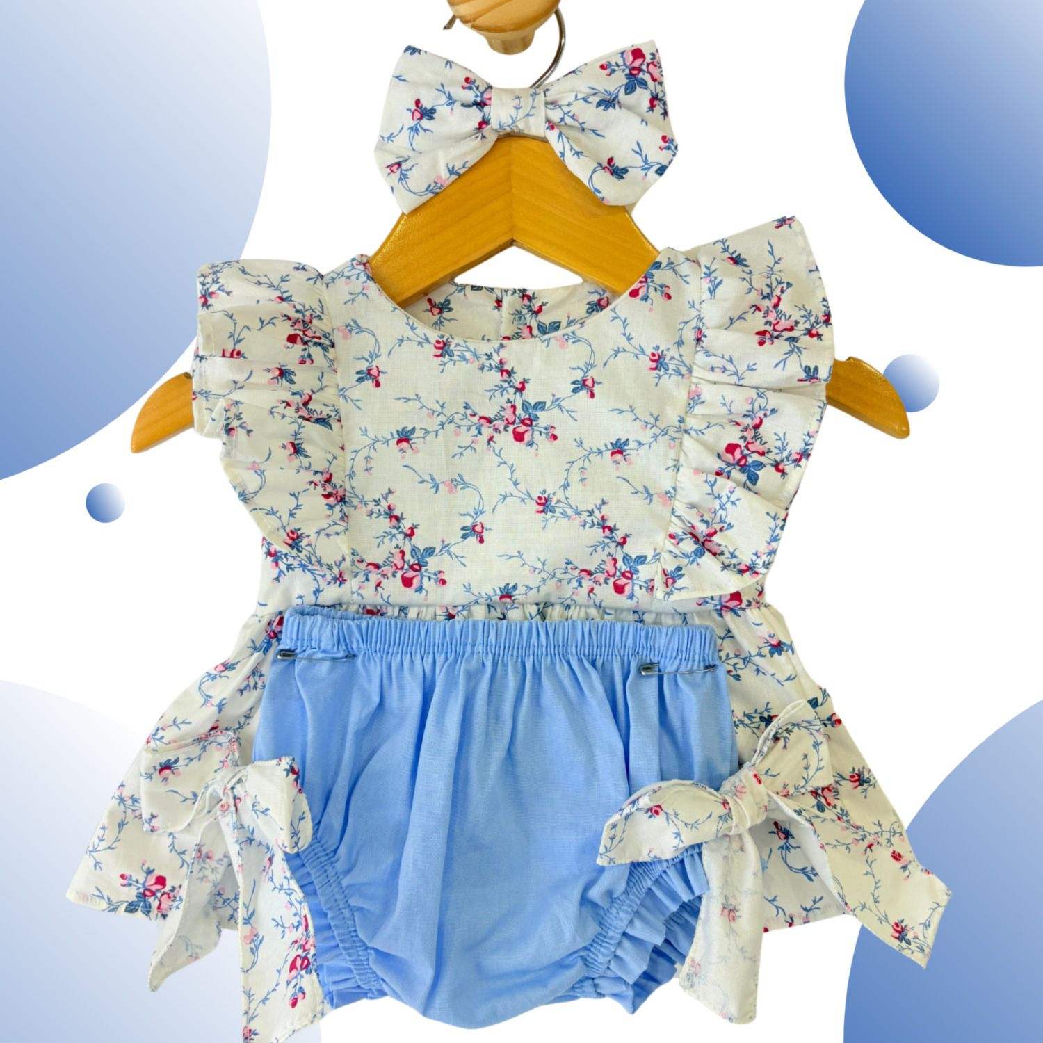 Conjunto de Vestido Floral com Short e Laço