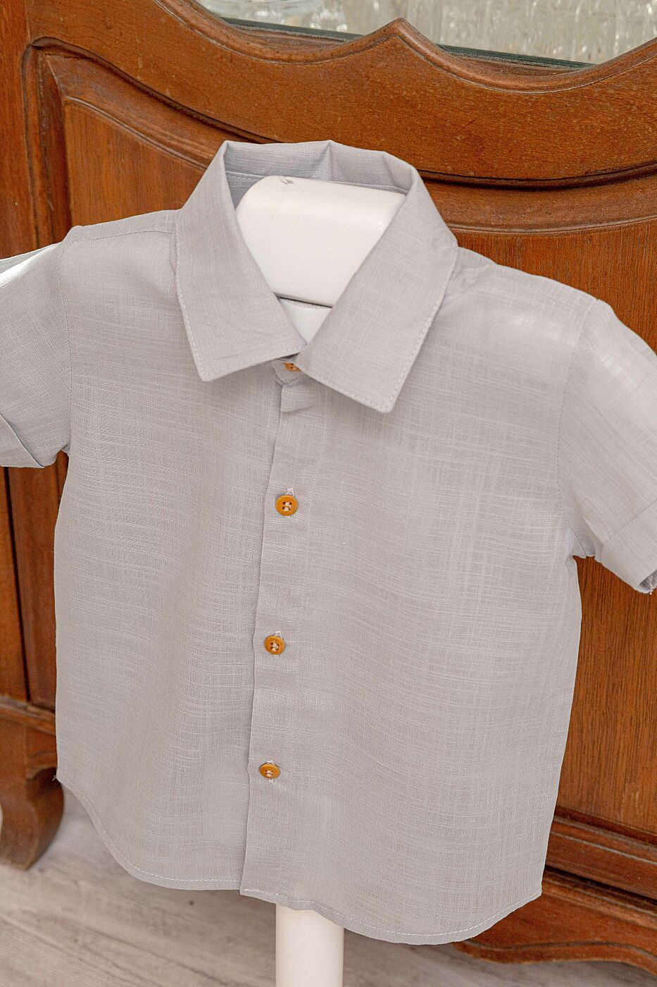 Camisa Social Infantil Cinza de Manga Curta