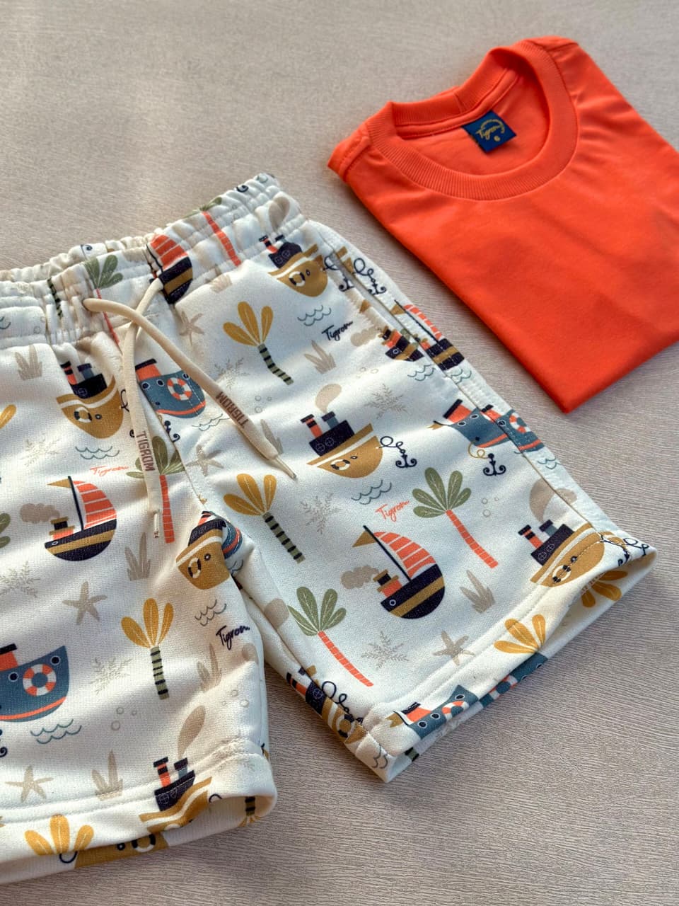 Conj premium estampado laranja