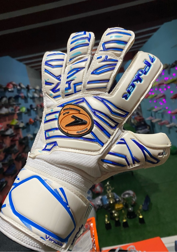 Luva de goleiro Poker Profissional Dualitty - Branca/Azul