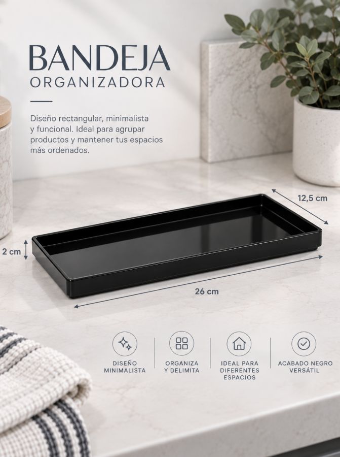 Bandeja Negra Rectangular