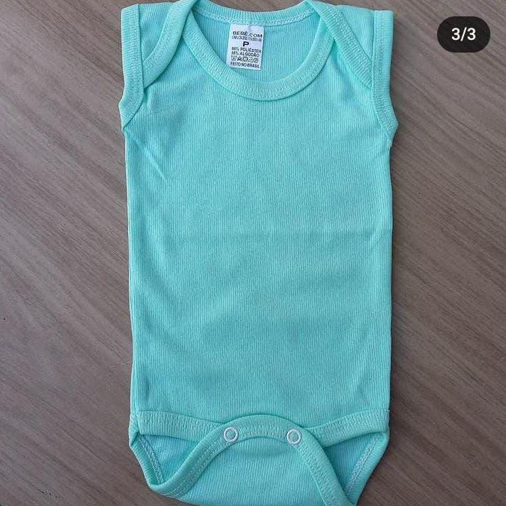 Body Regata Tam. G Tecido Canelado 100% Algodão Cor Verde Bebê