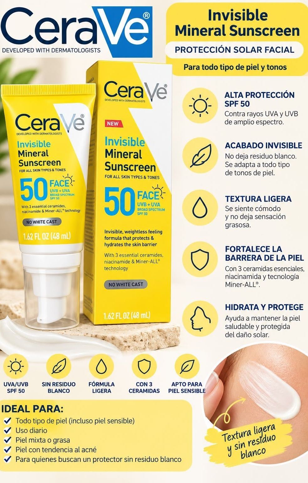 CeraVe Invisible Mineral Sunscreen SPF 50