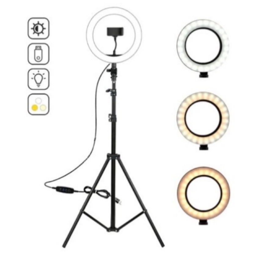 Ring Light 10 Polegadas 26cm, Tripe 2,10 E Suporte Celular