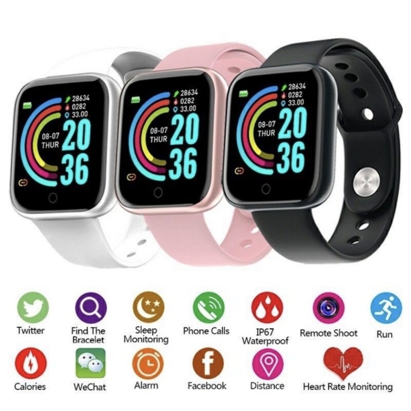 smartwatch D20/y68 relógio inteligente moda homem e mulher