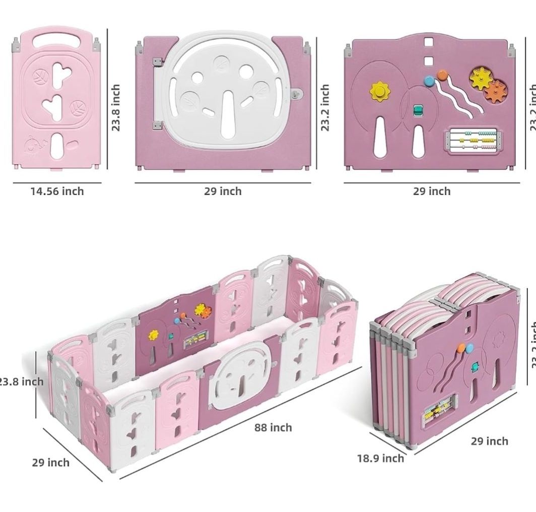 Corral Multifuncional 4 en 1 Rosa 14 piezas