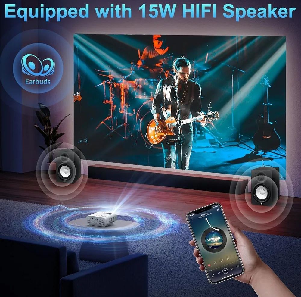Proyector Bluetooth WiFi 5G Pericat: Cine en Casa o al Aire Libre con Calidad 4K