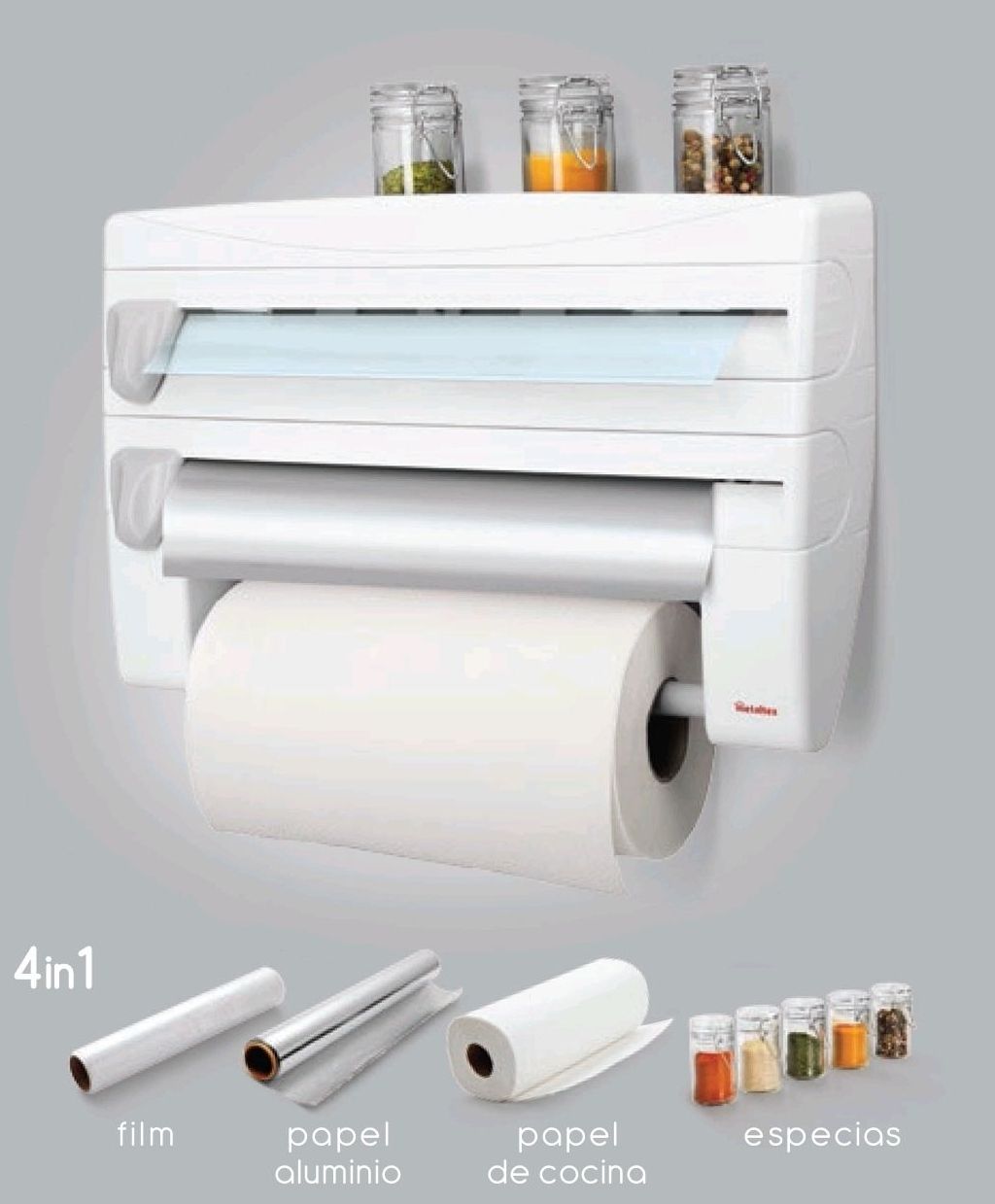 Dispensador 3 Rollos de Cocina con Repisa