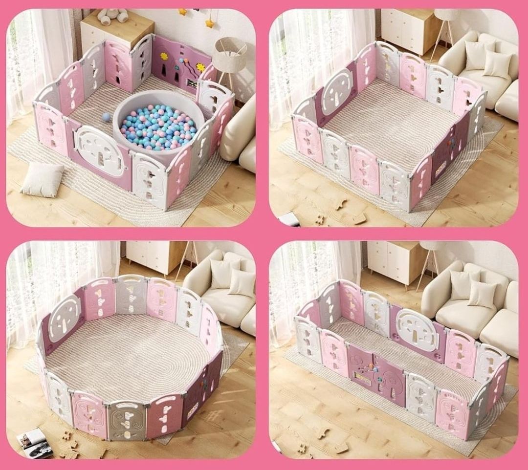 Corral Multifuncional 4 en 1 Rosa 14 piezas