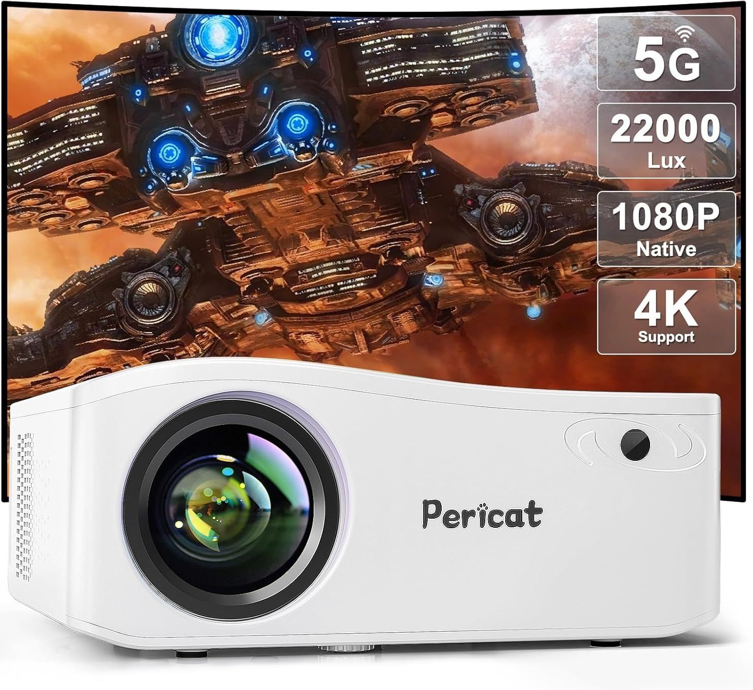 Proyector Bluetooth WiFi 5G Pericat: Cine en Casa o al Aire Libre con Calidad 4K