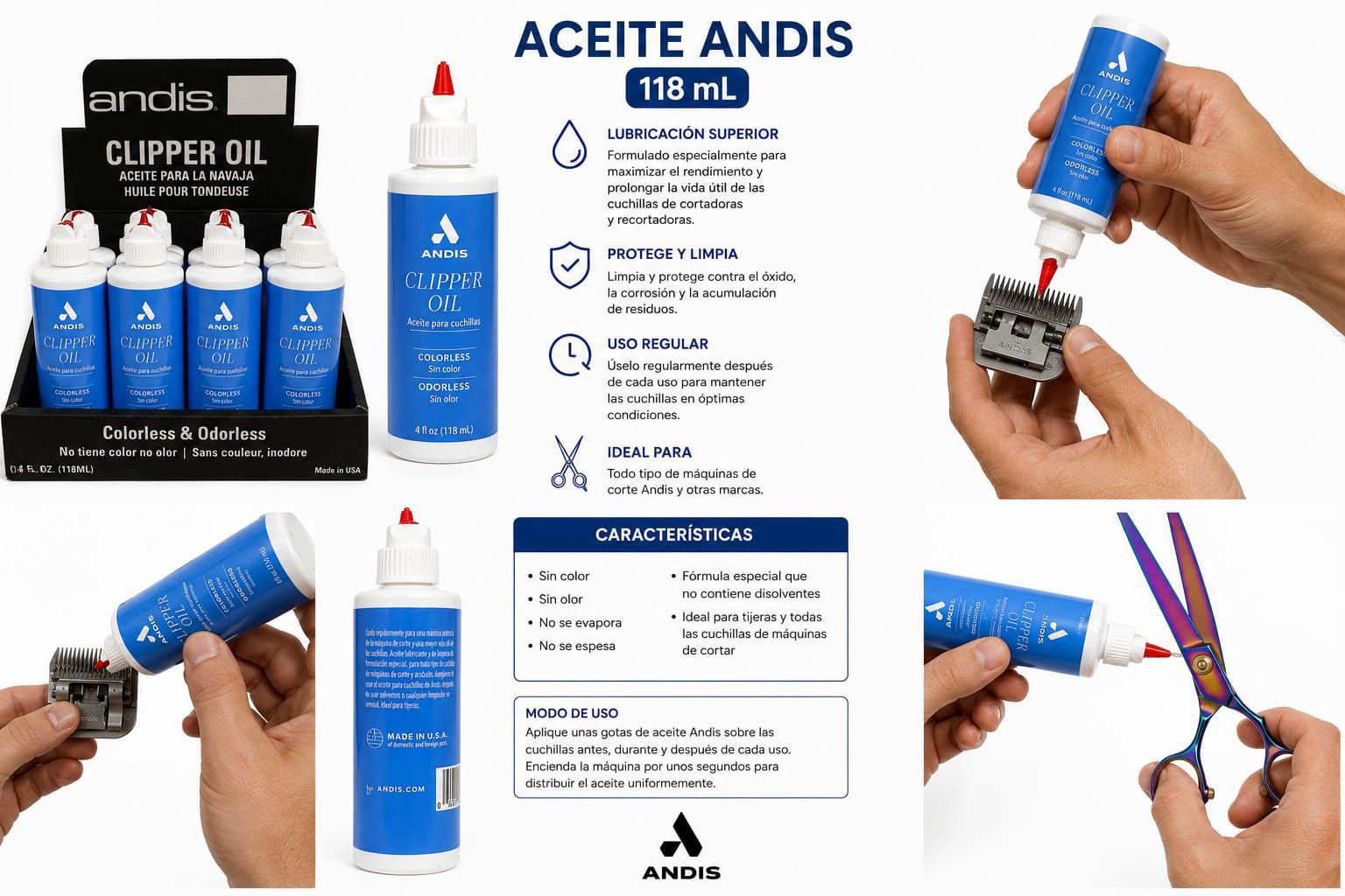 Aceite lubricante 118 ml Andis