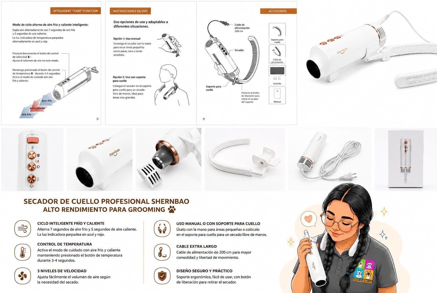 Secador de cuello profesional Shernbao