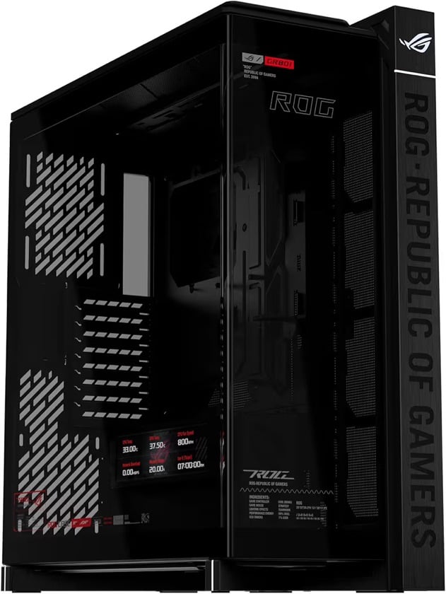 Case ASUS ROG Cronox Gaming EATX Curved Tempered-Glass Panel, BTF, 9.2-Inch Screen, Black