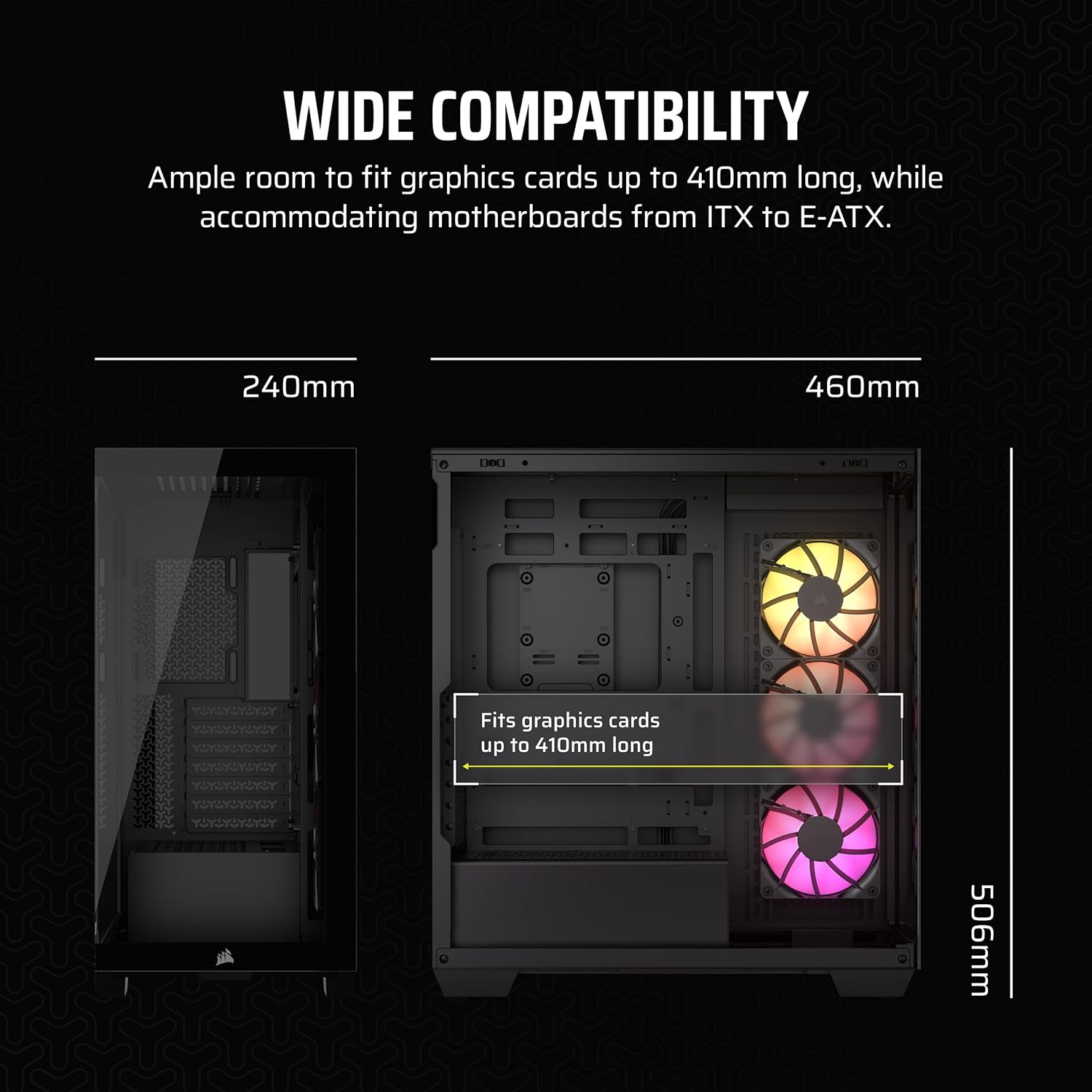 Case CORSAIR 3500X ARGB Mid Tower ATX – 3X CORSAIR RS120 ARGB Fans Incluidos