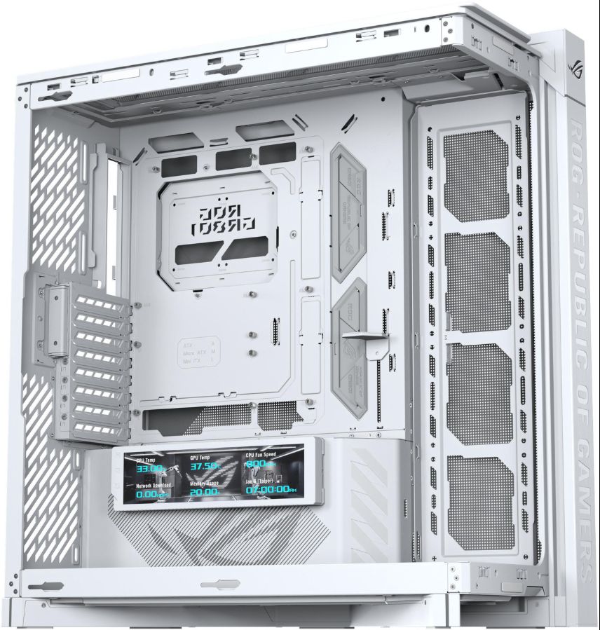 Case ASUS ROG Cronox EATX Curved Tempered-Glass Panel, BTF, 9.2-Inch Screen White