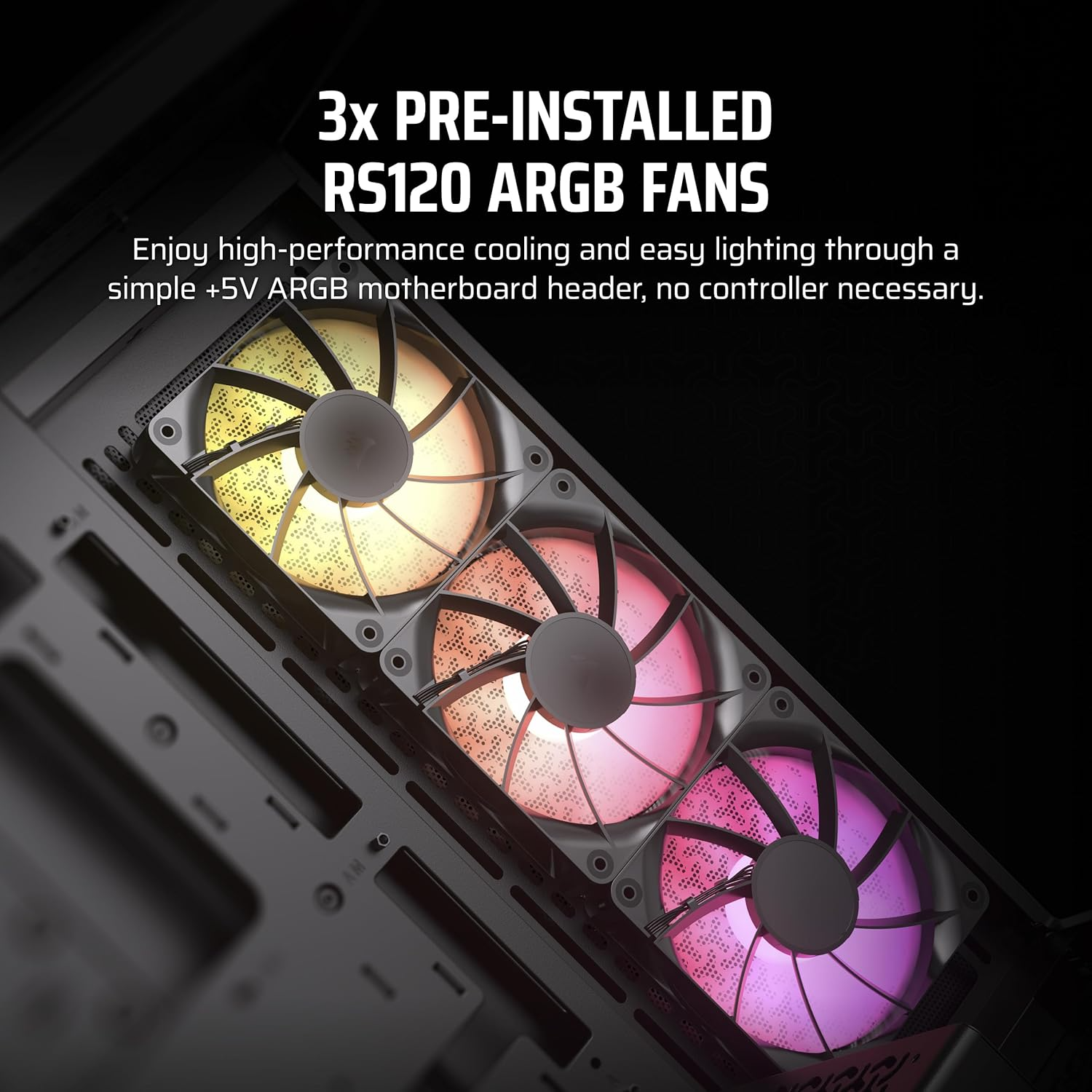 Case CORSAIR 3500X ARGB Mid Tower ATX – 3X CORSAIR RS120 ARGB Fans Incluidos