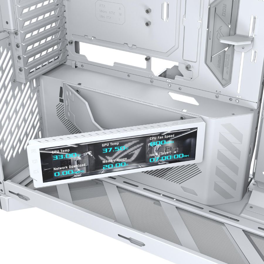 Case ASUS ROG Cronox EATX Curved Tempered-Glass Panel, BTF, 9.2-Inch Screen White