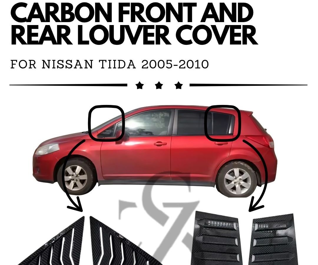 Carbon Front and Rear Louver Cover - Nissan Tiida 2005-2010