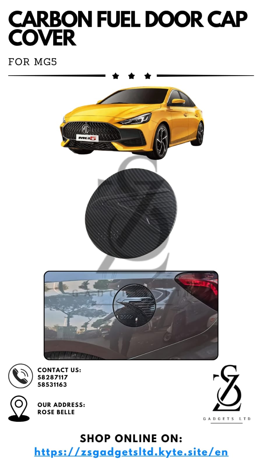 Carbon Fuel Door Cap Cover - MG5