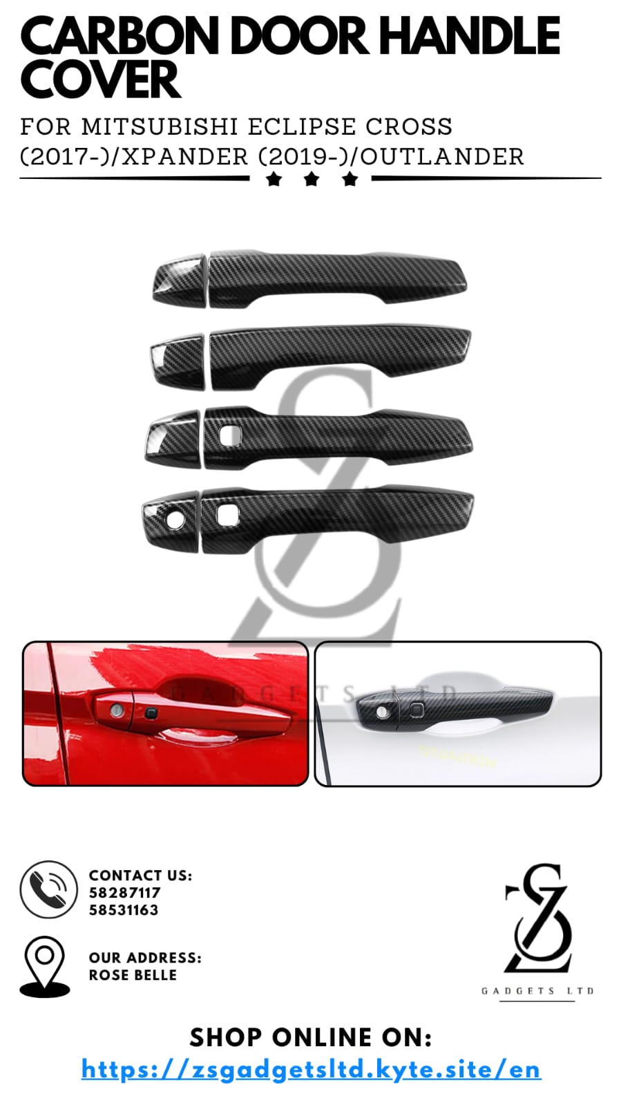 Carbon Door Handle Cover for Mitsubishi Eclipse Cross/Xpander/Outlander