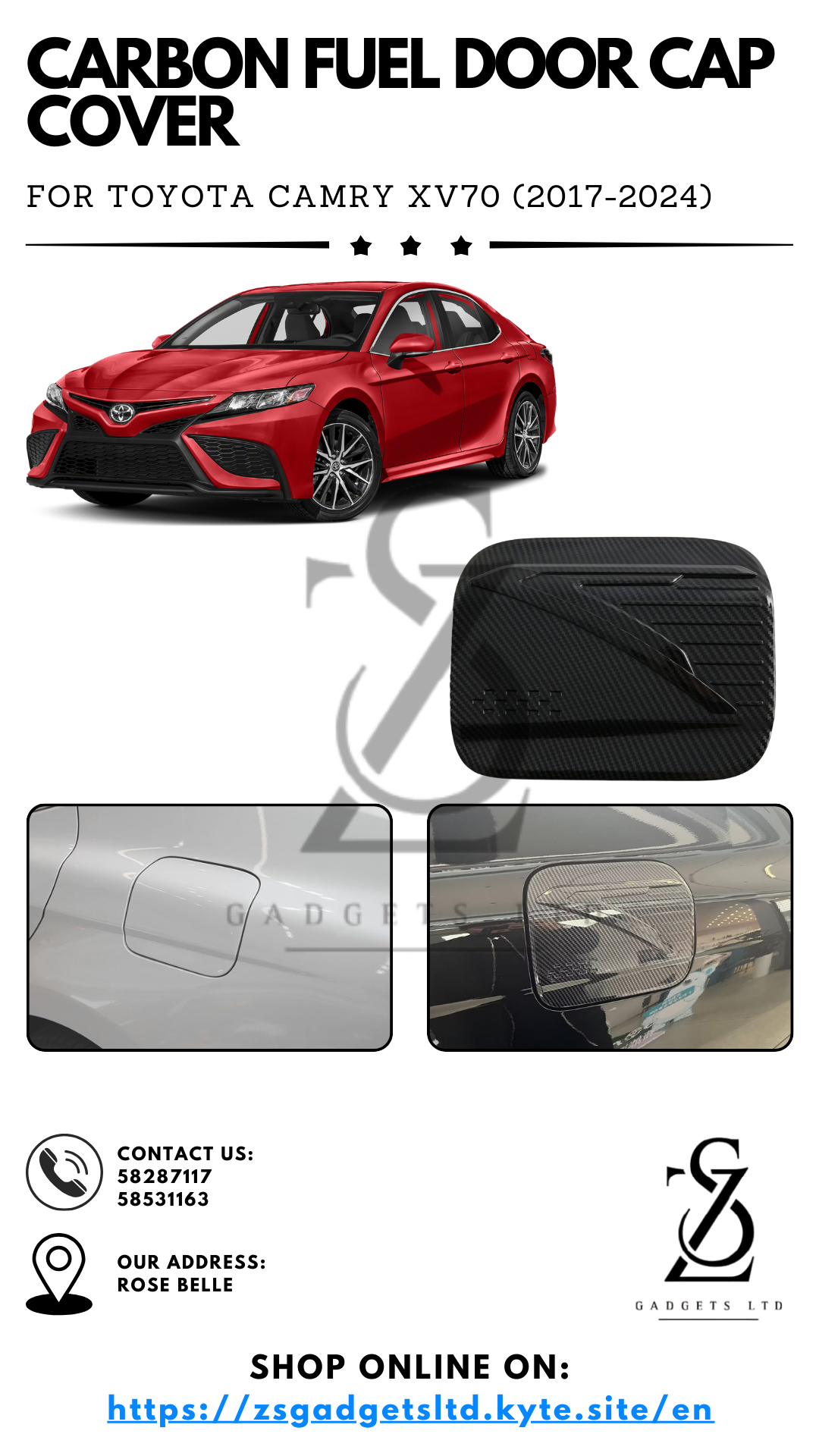 Carbon Fuel Door Cap Cover - Toyota Camry XV70 (2017-2024)