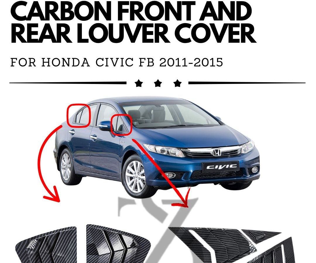 Carbon Front and Rear Louver Cover - Honda Civic FB