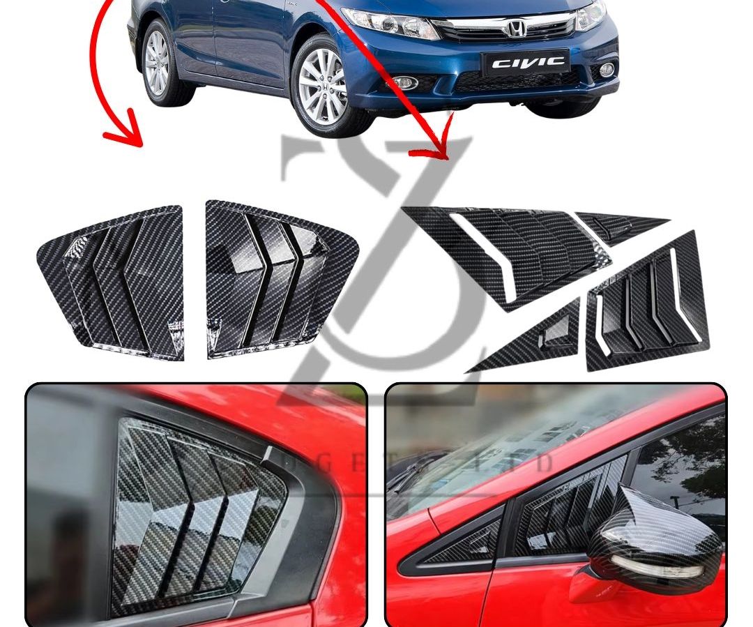 Carbon Front and Rear Louver Cover - Honda Civic FB
