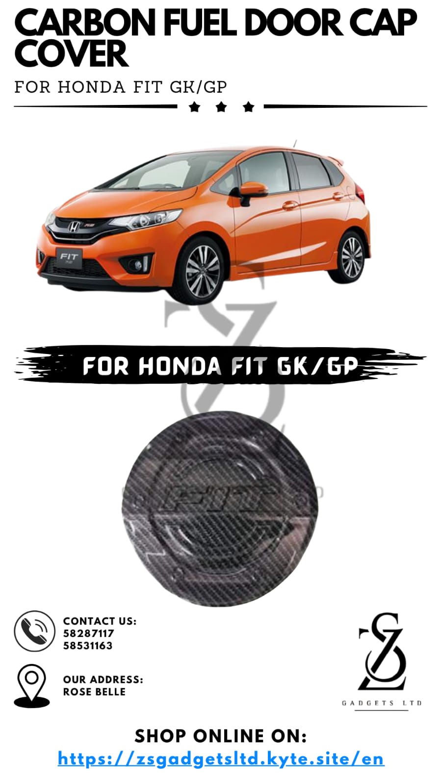 Carbon Fuel Door Cap Cover - Honda Fit GK/GP