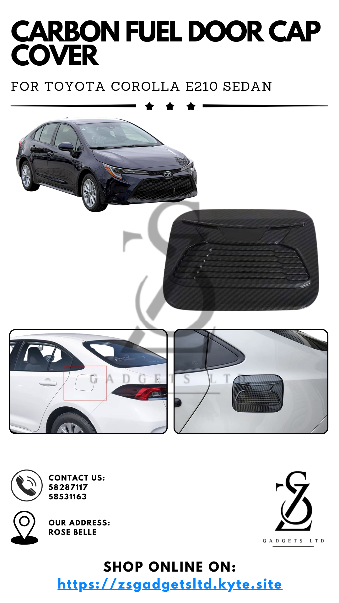 Carbon Fuel Door Cap Cover - Toyota Corolla E210 Sedan