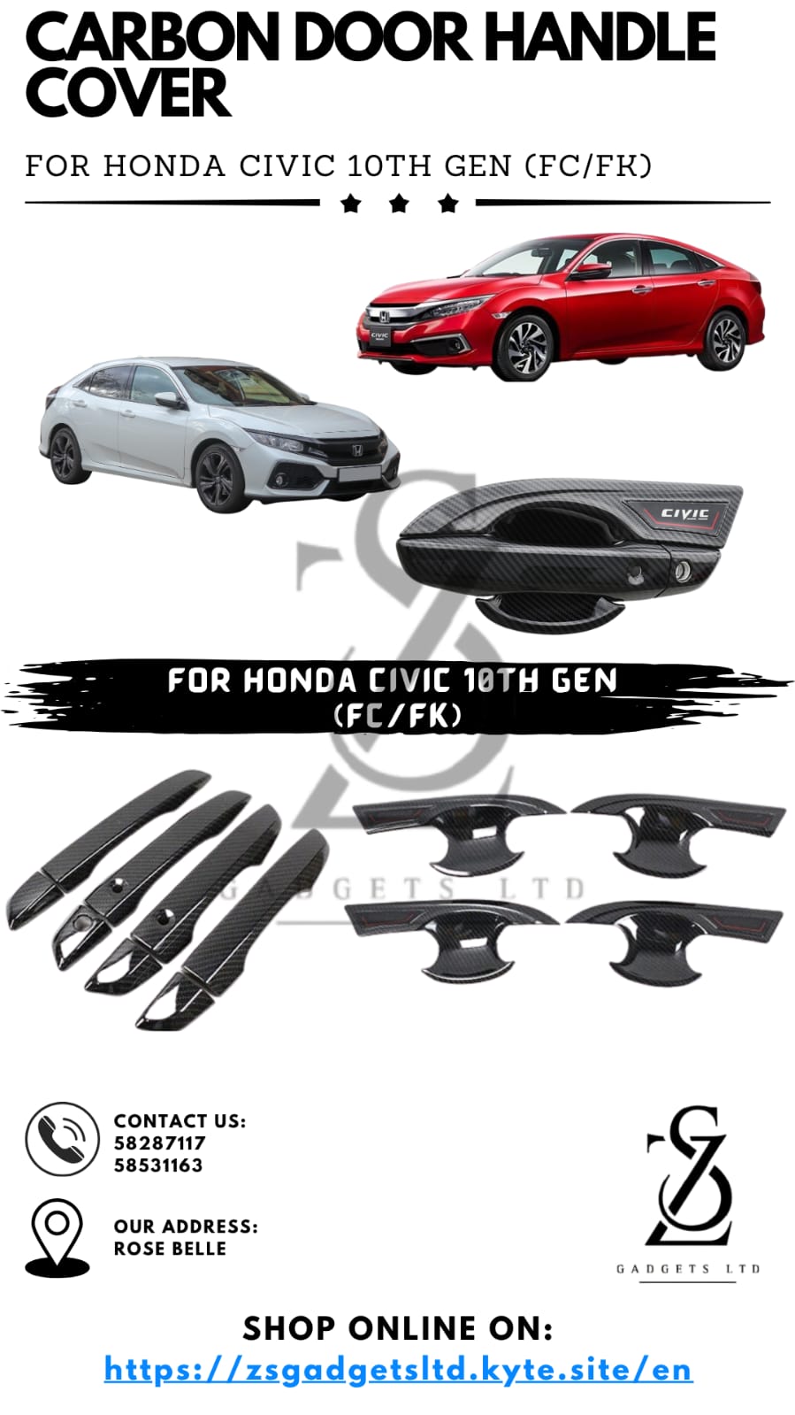 Carbon Door Handle Cover - Honda Civic 10th Gen (FC/FK)