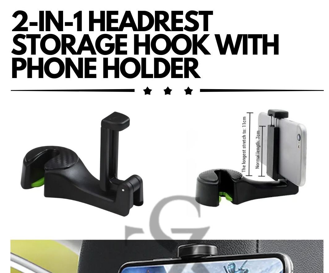 2-IN-1 Headrest Storage Hook with Phone Holder