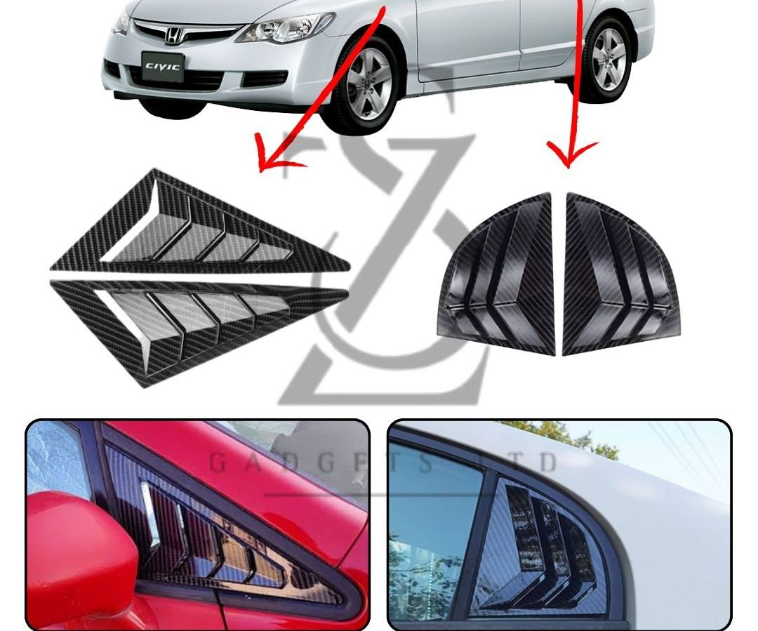 Carbon Front and Rear Louver Cover - Honda Civic FD