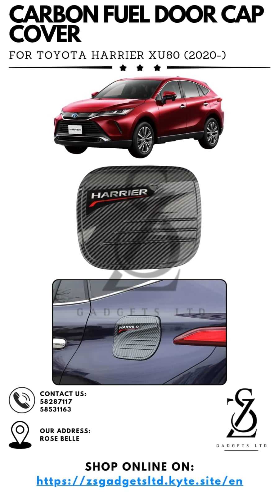 Carbon Fuel Door Cap Cover - Toyota Harrier XU80 (2020-)